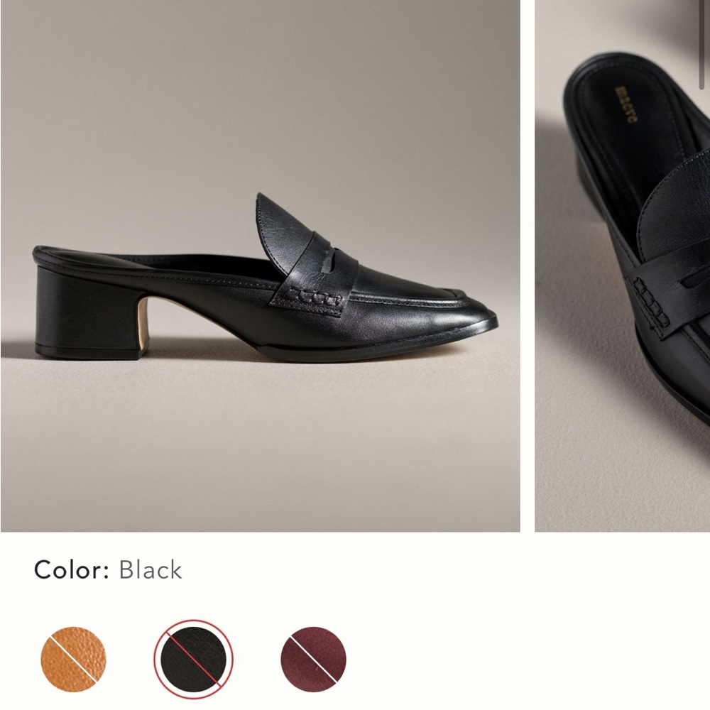 Maeve Black Leather Mules 8-8.5 size 39